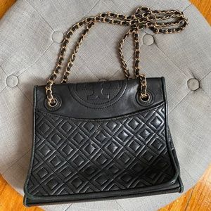 Black Tory Burch Leather Chain Crossbody Bag